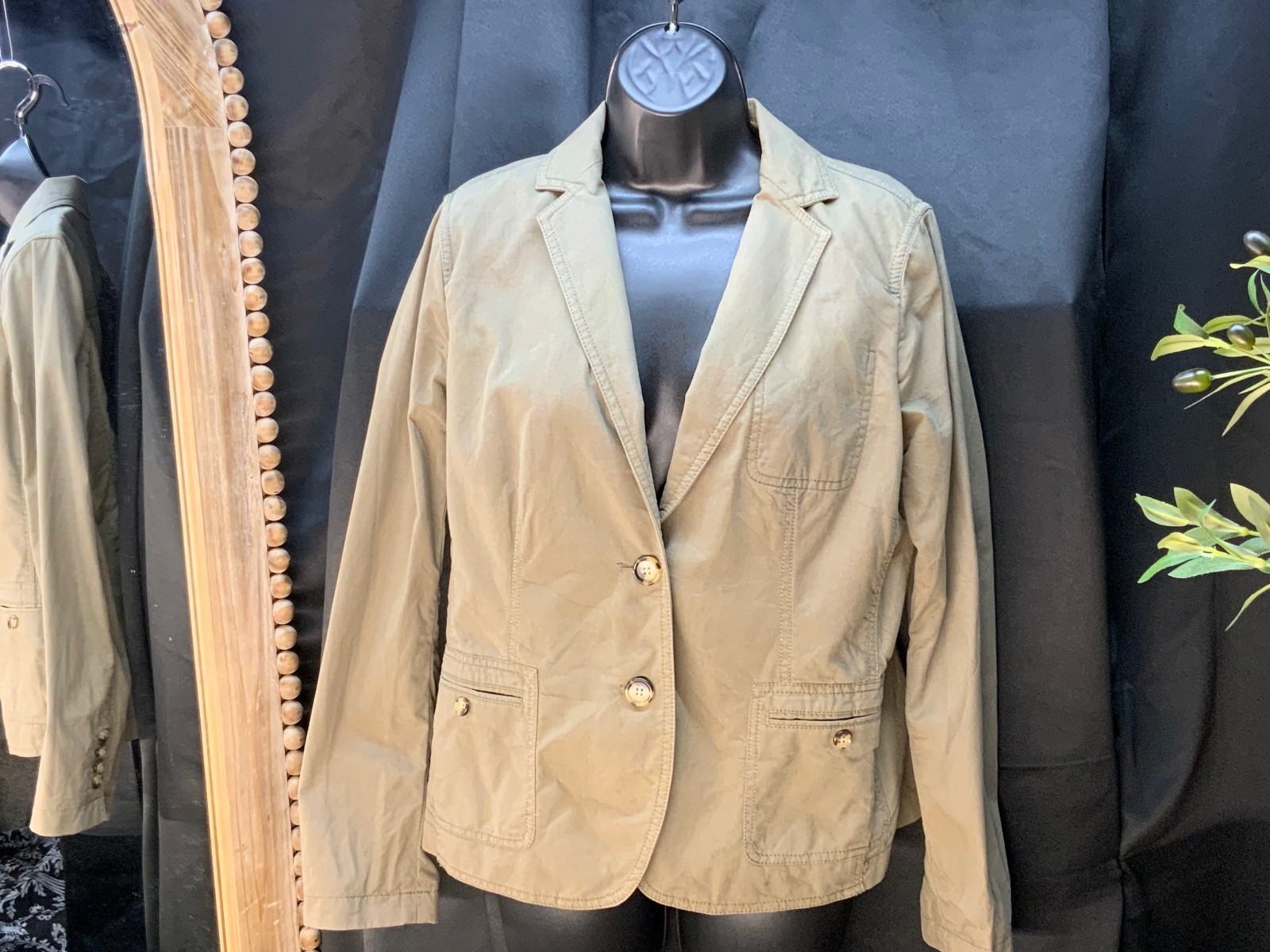 Talbots Petite 14P Khaki Cotton Blazer Jacket Talbots Petite 14P Khaki Cotton Blazer Jacket