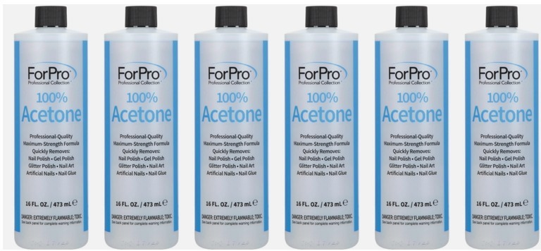 ForPro 100 Pure Acetone Nail Polish Remover 16 Fl Oz (Pack of 6)