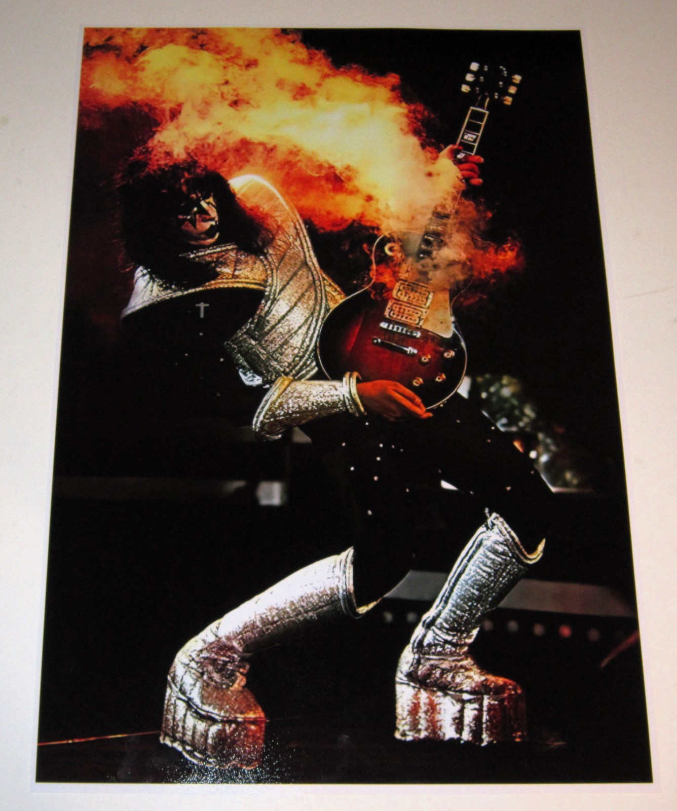 Kiss Legend Ace Frehley in 1977 Guitar on Fire / Smoking on Stage 19\
