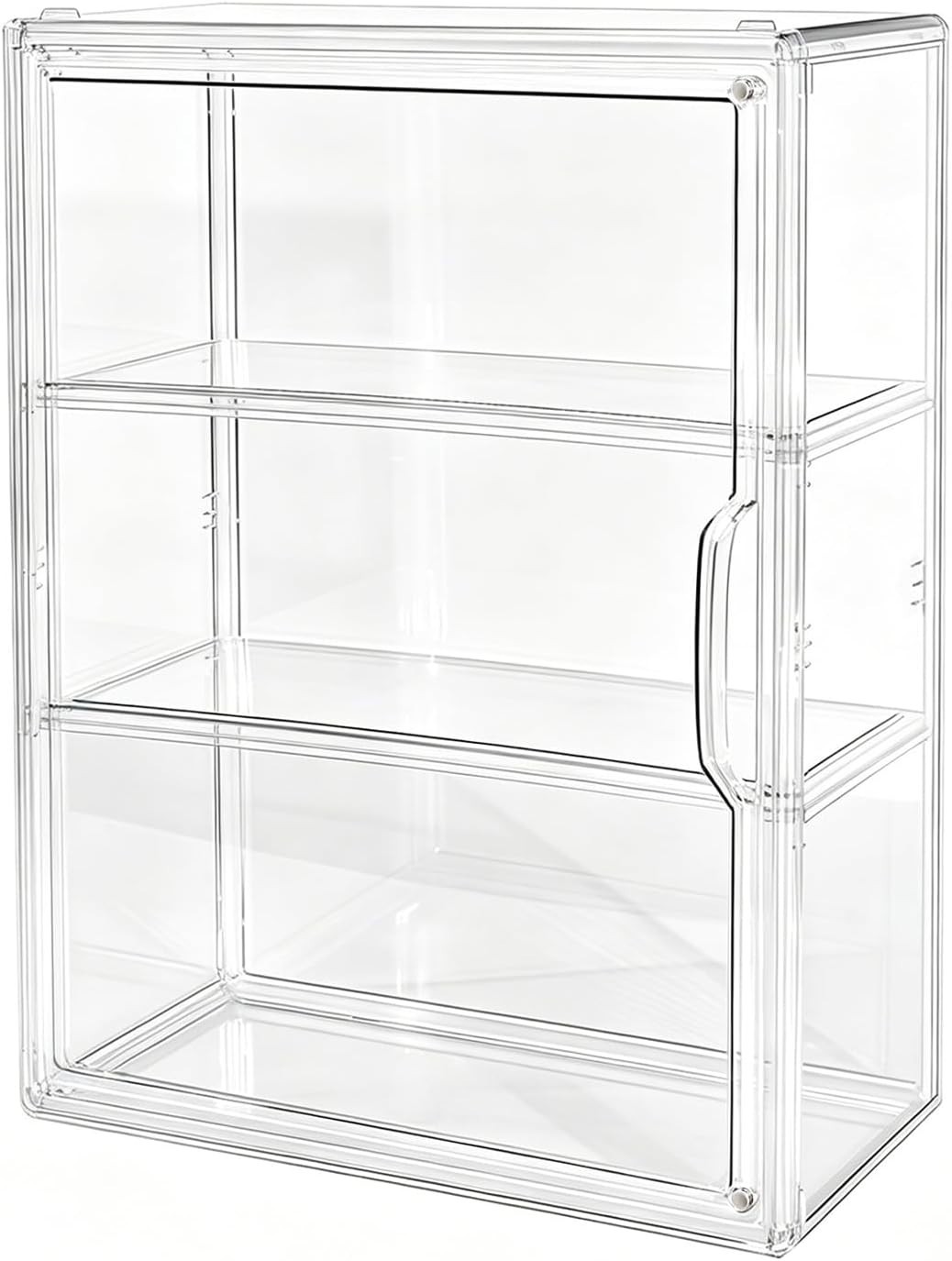 3 Tiers Clear Display Case for Figures, Acrylic Storage Organizers Box with Magn