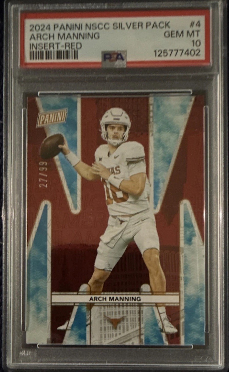 Panini 2024 National Convention Prospects Arch Manning #RP4 Red 27/99 Rookie Panini 2024 National Convention Prospects Arch Manning #RP4 Red 27/99 Rookie