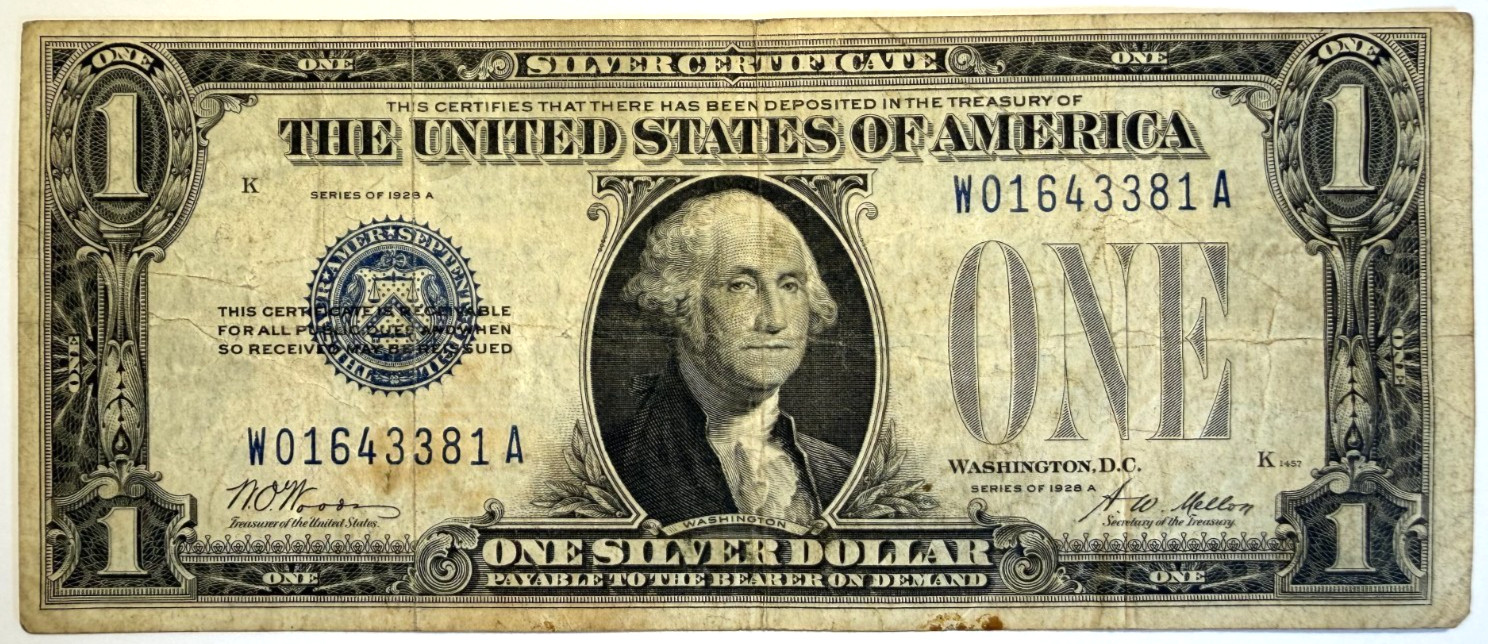 1928 A $1 Funny Back Silver Certificate Small Size U.S. Currency Note Nice Fine+ 1928 A $1 Funny Back Silver Certificate Small Size U.S. Currency Note Nice Fine+
