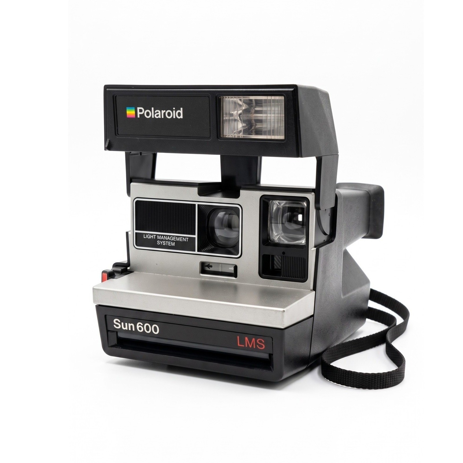 Polaroid Sun 600 LMS Camera Silver Black Vintage instant Film Flash 80s pop up