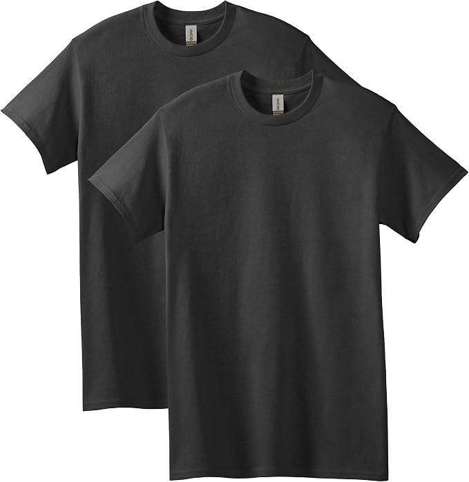 Gildan Men\'s Heavy Cotton T-Shirt G5000 2-Pack Black Short Sleeve Tee Gildan Men\'s Heavy Cotton T-Shirt G5000 2-Pack Black Short Sleeve Tee