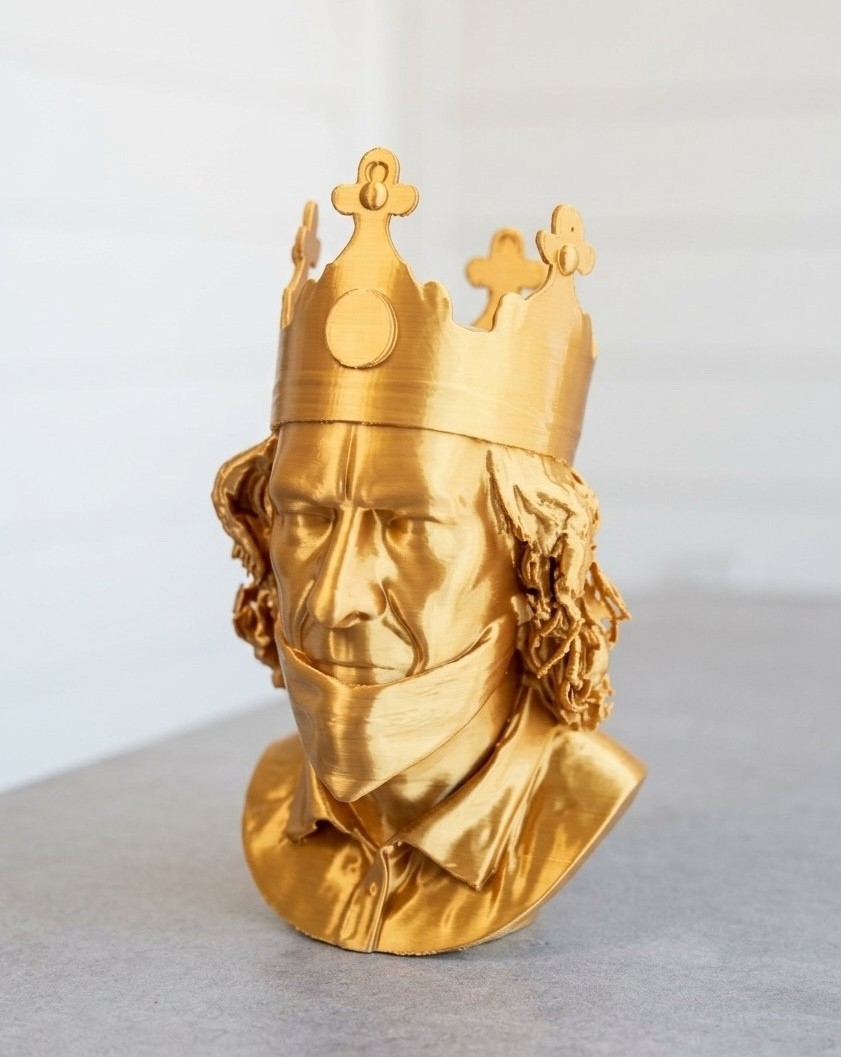 burger king guy on the Airplane meme gold 3D printed bust 7 inches tall burger king guy on the Airplane meme gold 3D printed bust 7 inches tall