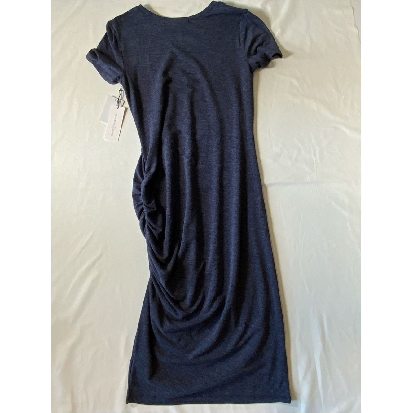 Treasure & Bond Womens Heather Blue Ruched Side T-Shirt Dress Size M NWT Treasure & Bond Womens Heather Blue Ruched Side T-Shirt Dress Size M NWT