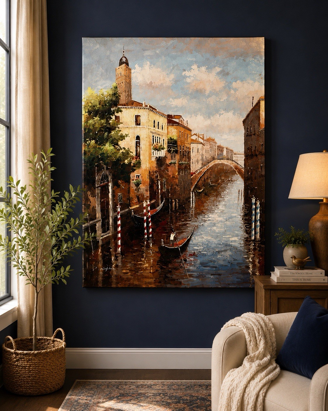 Large Original Oil Painting Venice Canal Signed S. Kinglake 32x47 Impressionist