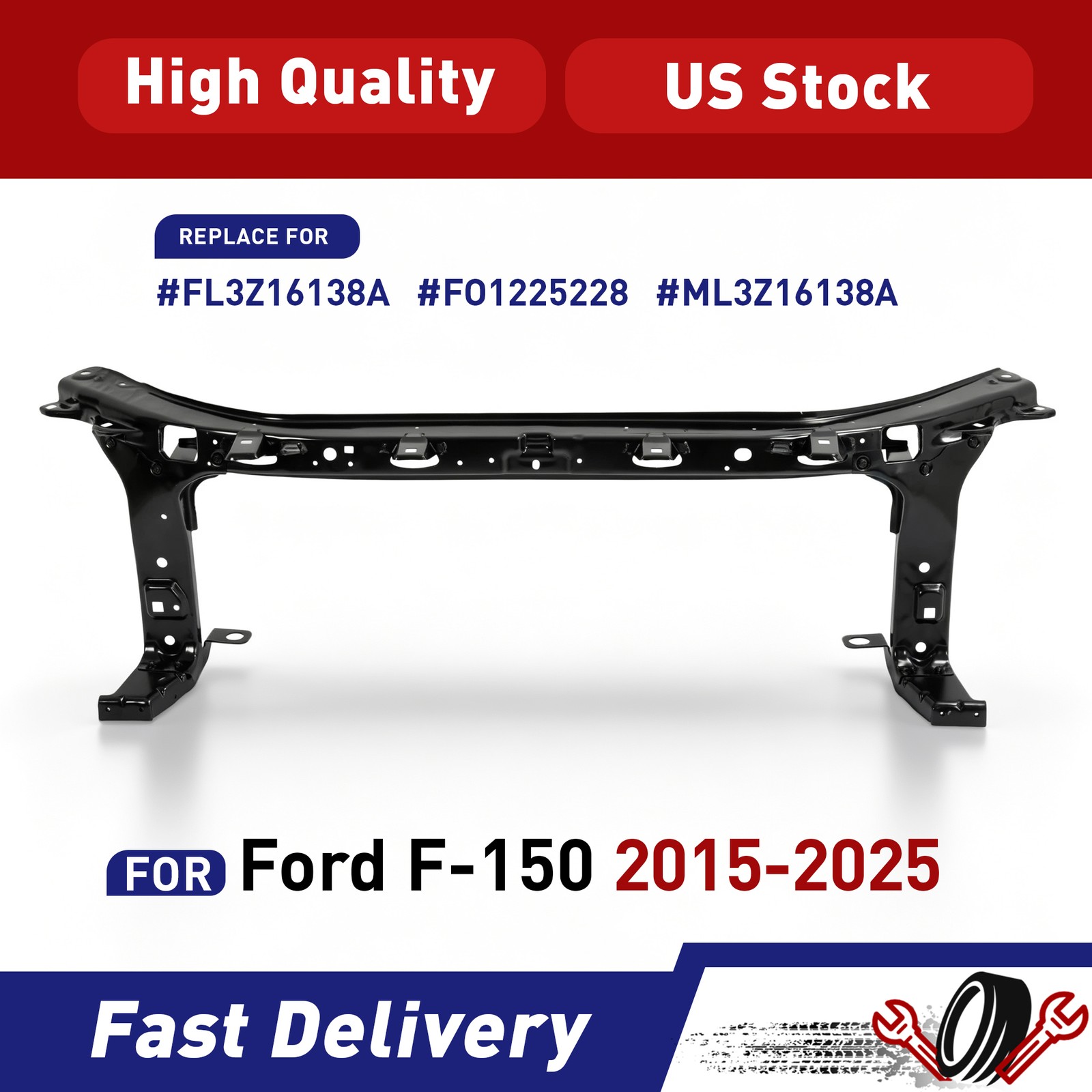 Front Upper Radiator Support Assembly For Ford F150 15-25 FL3Z16138A ML3Z16138A Front Upper Radiator Support Assembly For Ford F150 15-25 FL3Z16138A ML3Z16138A