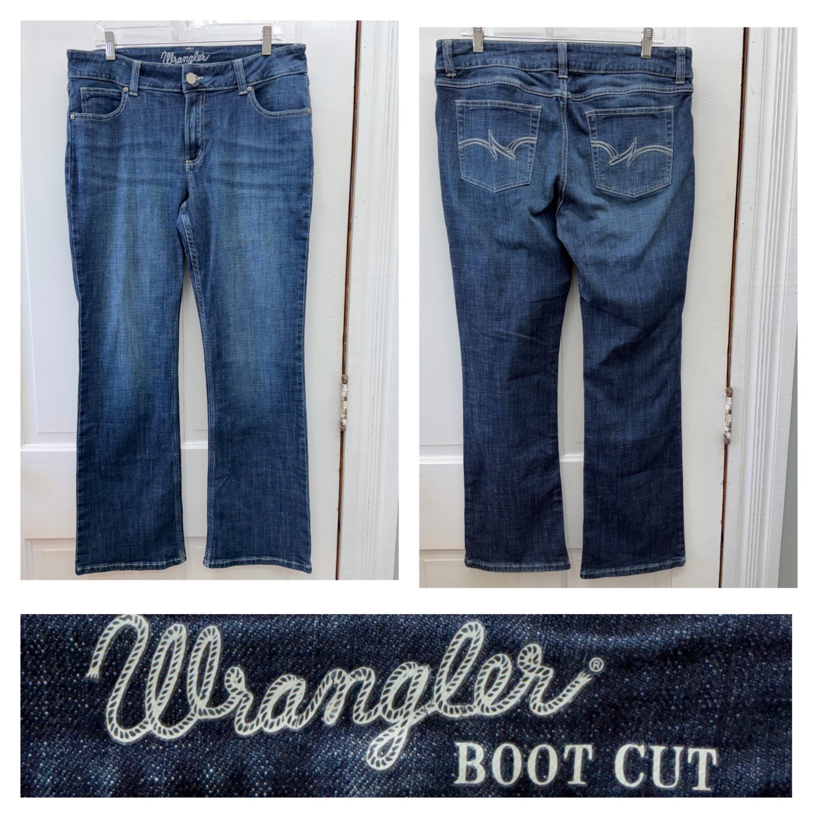 NWOT Wrangler Western Womens 13 x 32 Boot Cut Dark Wash Denim Jeans 1009MWZDO