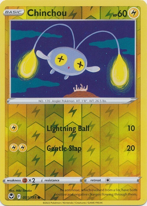 PO-05 Reverse Holo Chinchou 051/195 Common  Silver Tempest