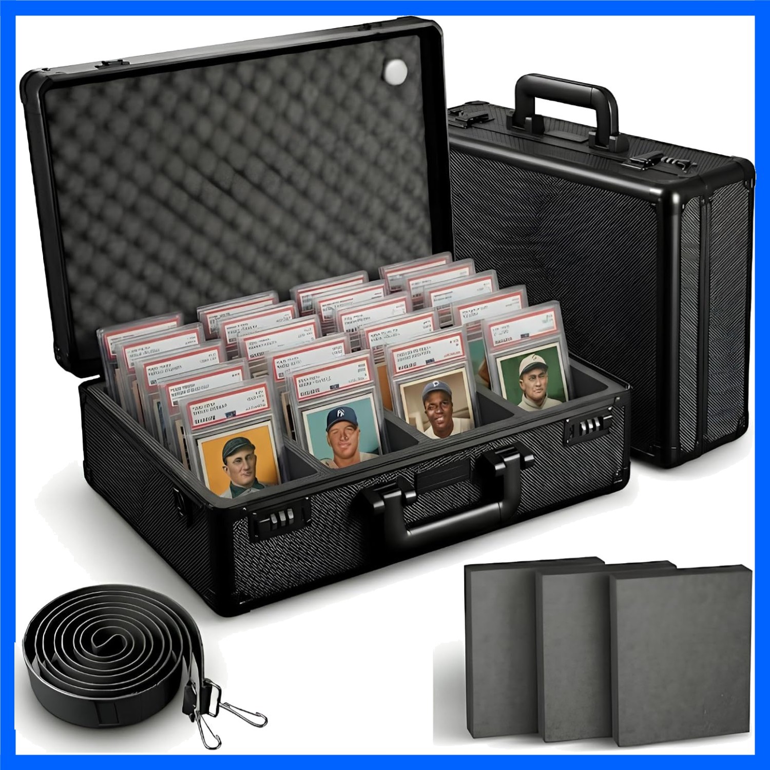 Portable Graded Card Storage Box with Shoulder Strap - Ideal for Collectors