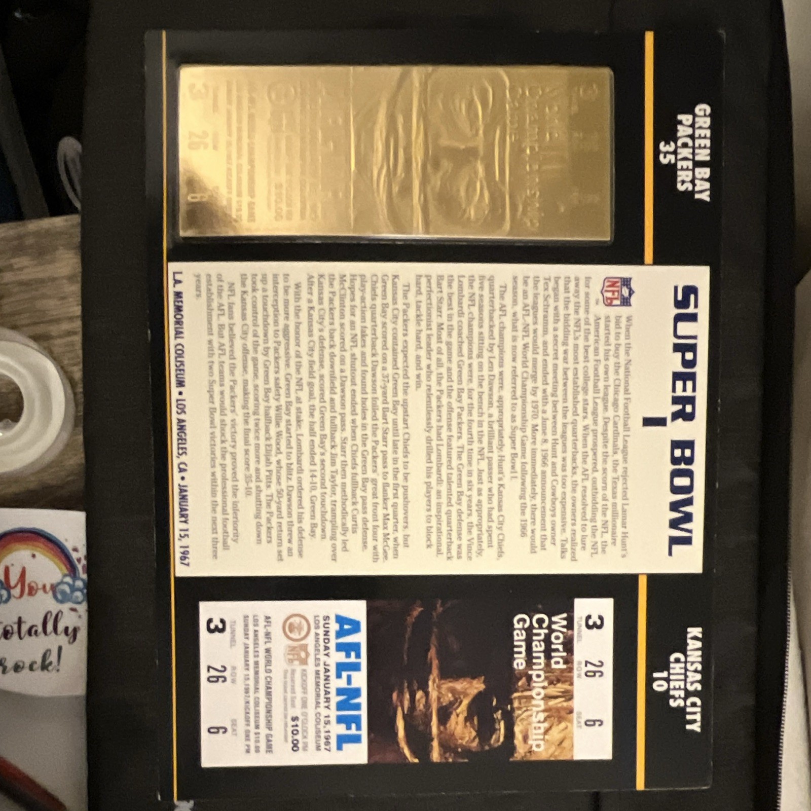 1997 Super Bowl I Packers Chiefs 22KT Gold Ticket Commemorative Scorecard NFL