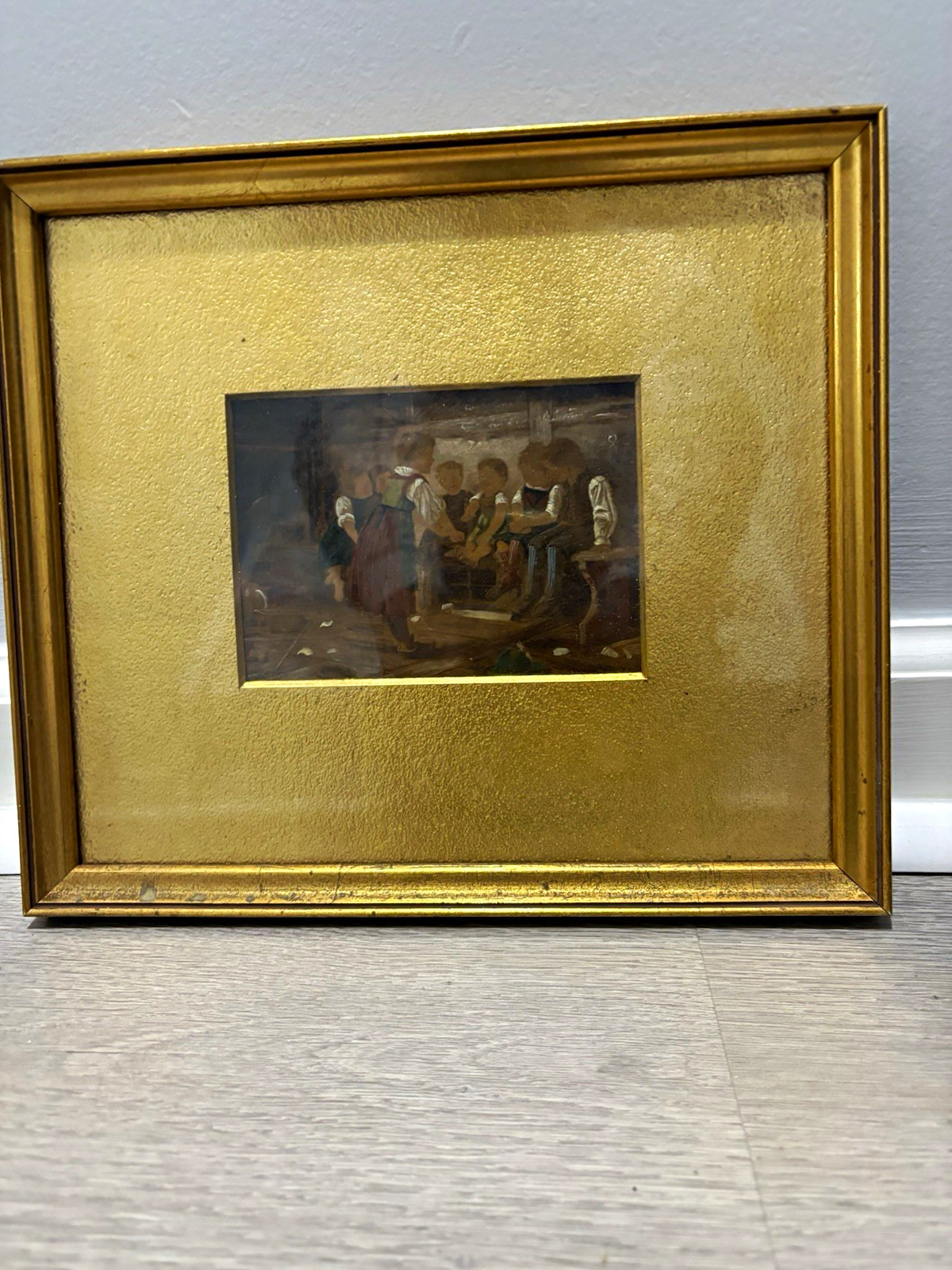 19th. C German Oil Painting on Wood Children Playing School of Theodor Kleehaas 19th. C German Oil Painting on Wood Children Playing School of Theodor Kleehaas