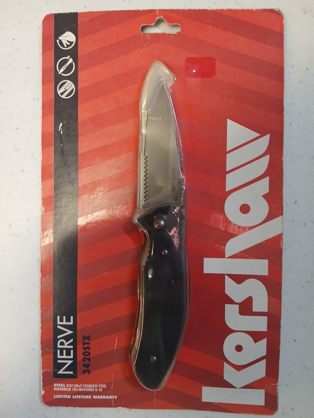 Kershaw Nerve 3420STX 3420ST Serrated Folding Knife NIB G10 8Cr13MoV NOS NIP Kershaw Nerve 3420STX 3420ST Serrated Folding Knife NIB G10 8Cr13MoV NOS NIP