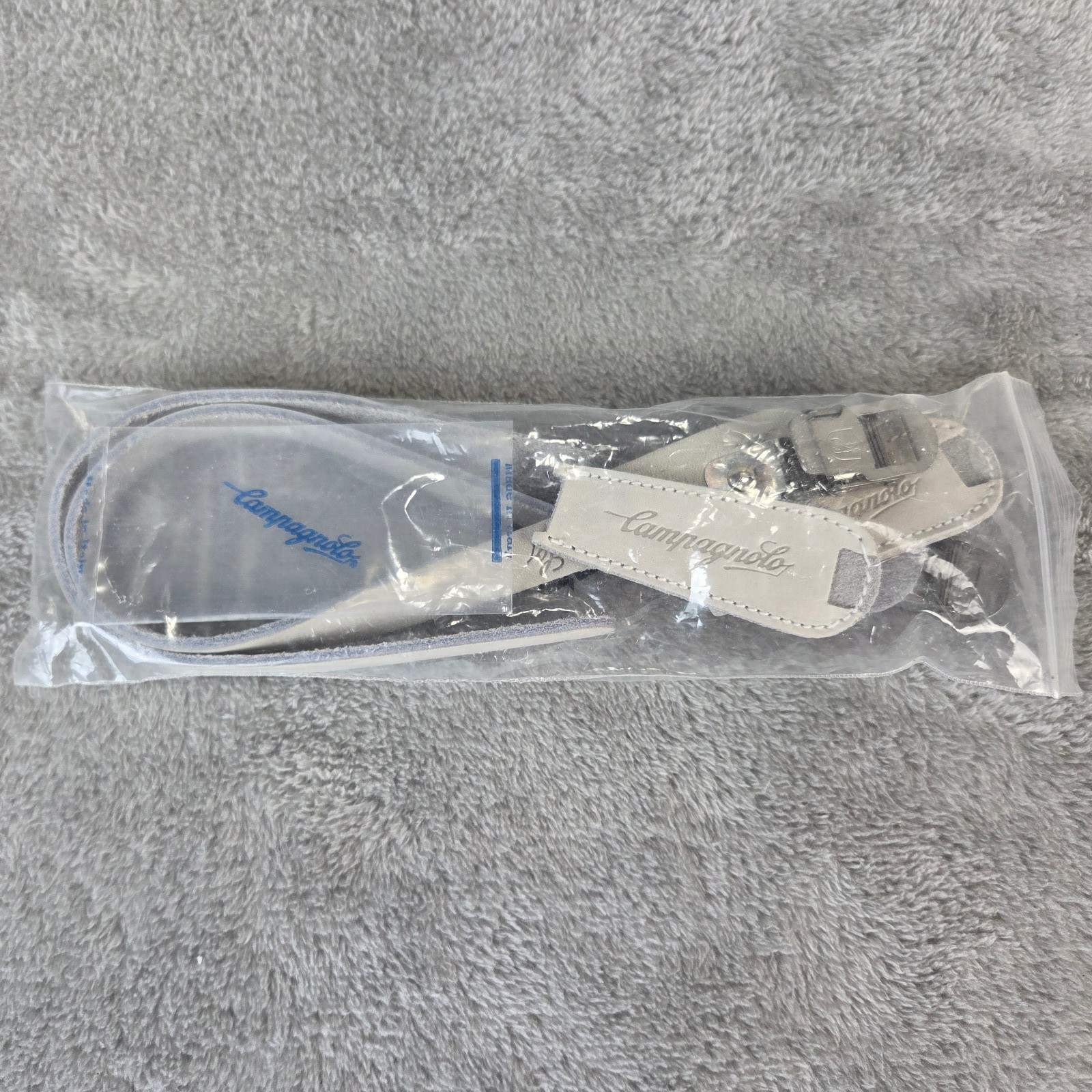 Campagnolo Leather Toe Straps Vintage NOS White/Light Grey Made In Italy