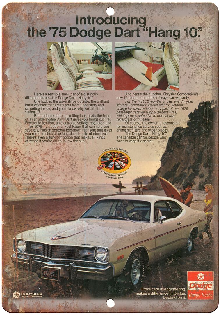 1975 dodge Dart Vintage Auto Ad Reproduction Metal Sign A247