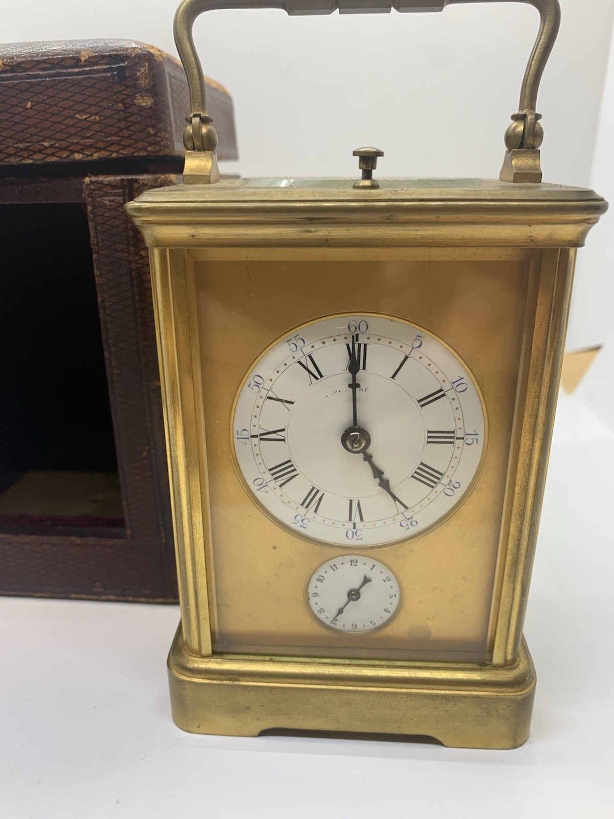 Antique 19th C French Shreve Crump & Low Carriage Clock w/Key & Case Working Antique 19th C French Shreve Crump & Low Carriage Clock w/Key & Case Working