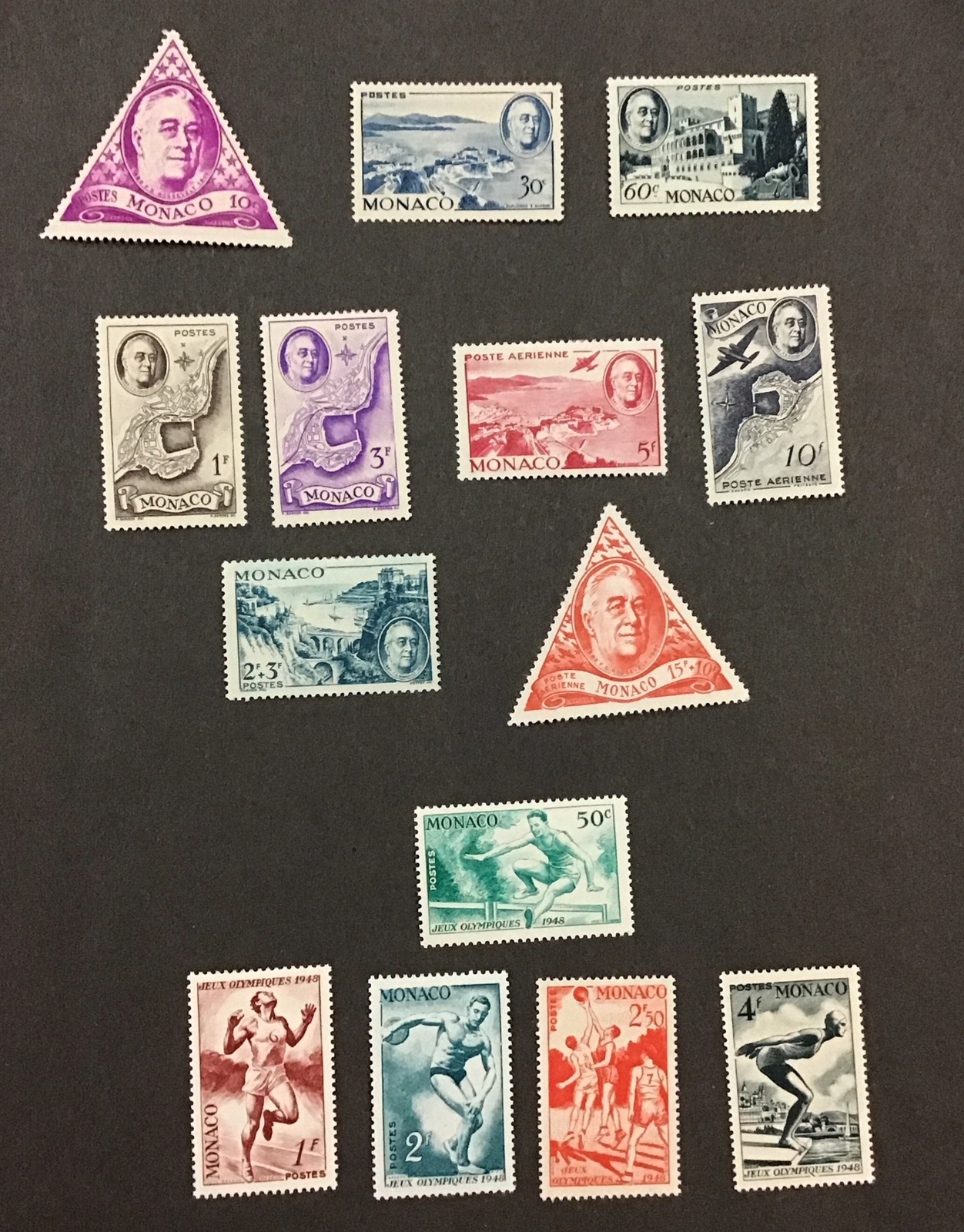 Monaco 1946-1948 VF MNH & LH Sc#198-202, B93, C14-15, CB6, Sc#204-208, (W47) Monaco 1946-1948 VF MNH & LH Sc#198-202, B93, C14-15, CB6, Sc#204-208, (W47)