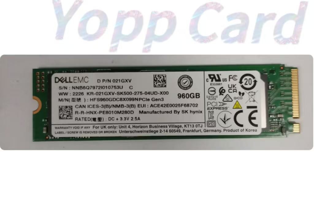 NEW DELLEMC 960G M.2 NVME 021GXV HFS960GDC8X099N PE8010 2280 SSD