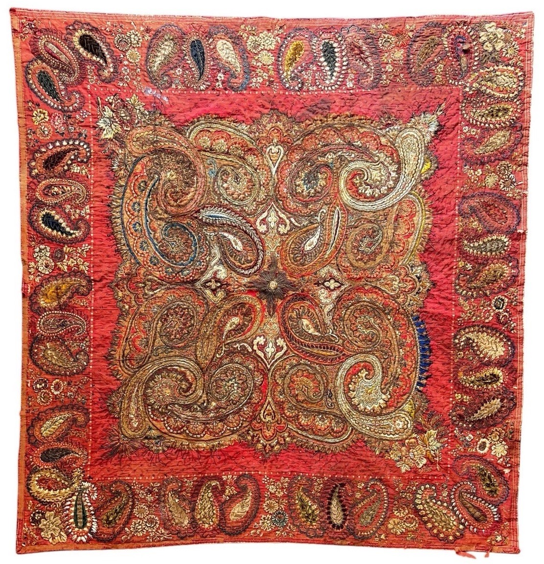 Museum Q Antique 19th Cent. Kashmiri Hand Made Paisley Wool Shawl
