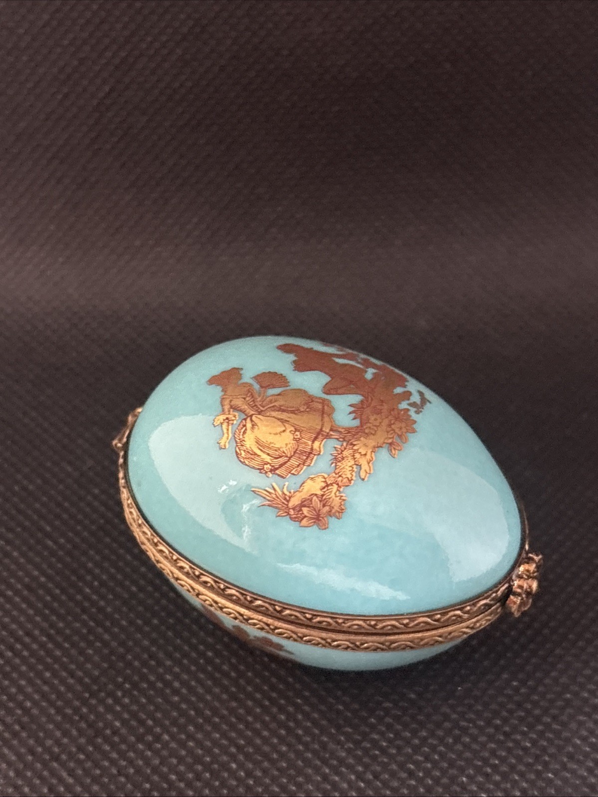 Limoges Egg Periwinkle Elegant Trinket Box Limoges Egg Periwinkle Elegant Trinket Box