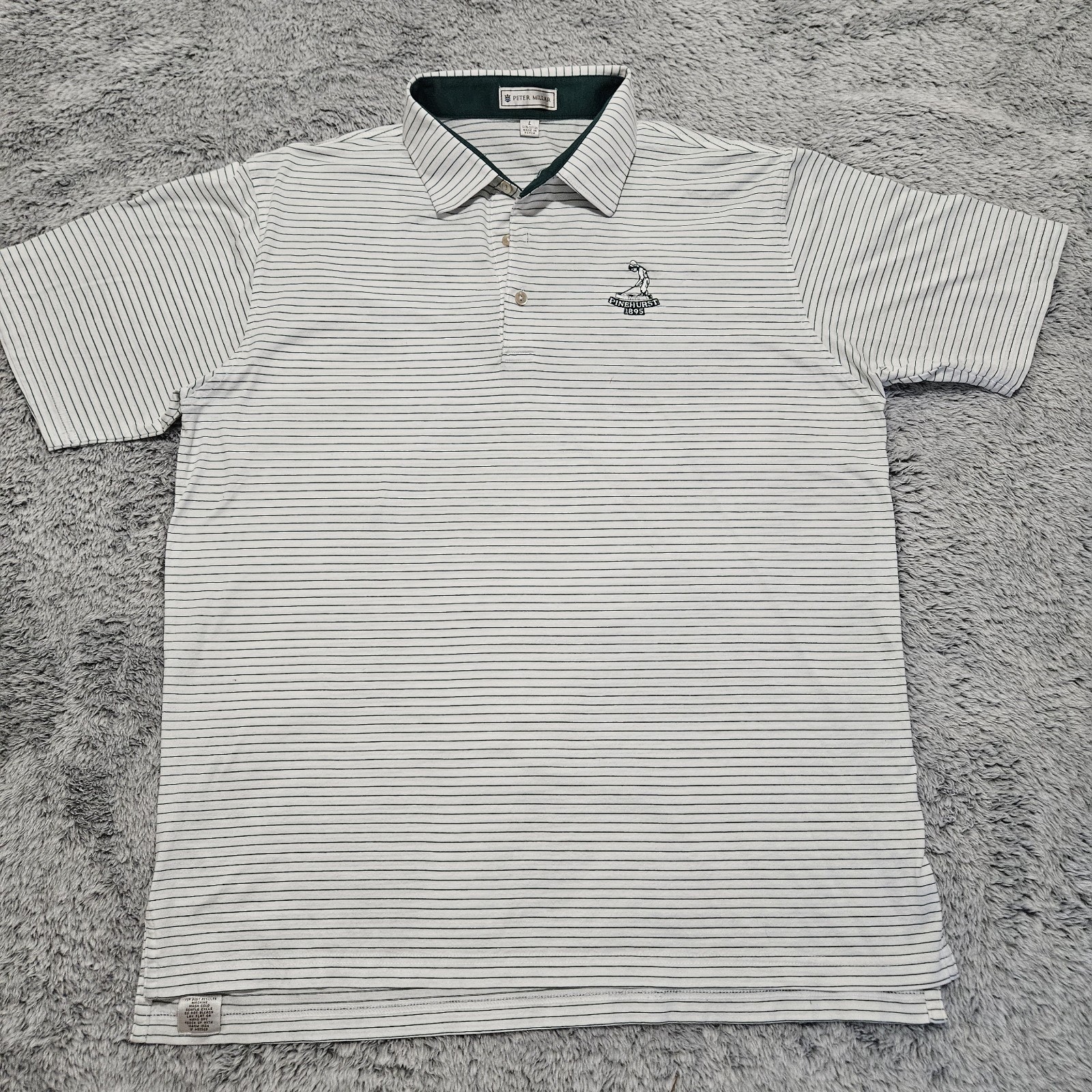 VTG Peter Millar Pinehurst 1895 Golf Polo Shirt Mens L Striped Cotton Korea VTG Peter Millar Pinehurst 1895 Golf Polo Shirt Mens L Striped Cotton Korea