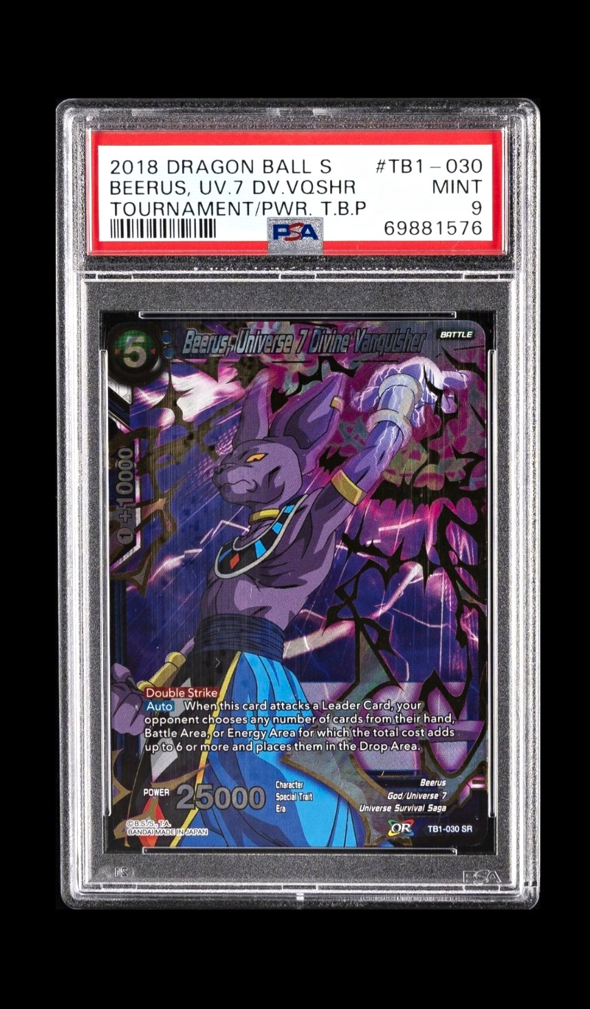 Bandai DBS 2018 Beerus, Universe 7 Divine Vanquisher SR Foil PSA 9