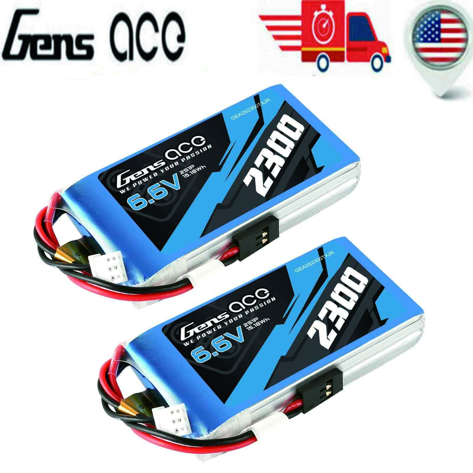 2X Gens Ace 2300mAh 2S 6.6V TX LiFe Battery Pack JR-3P Plug For QX7 transmitter