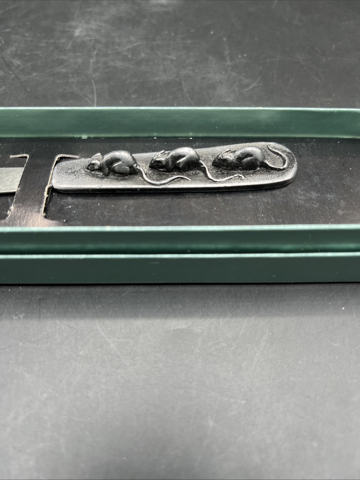 Vintage Metzke Pewter Metal Cheese Knife Mouse Mice Theme 1977