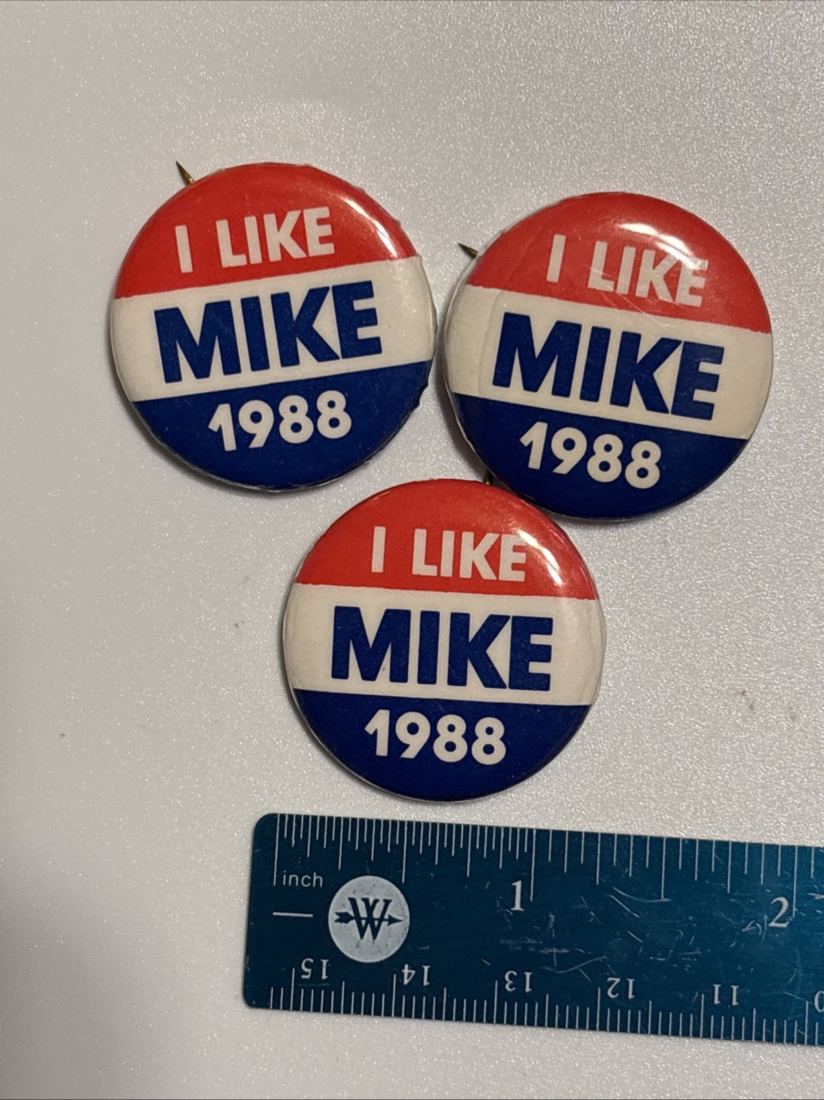 1988 I LIKE MIKE Dukakis Campaign Buttons 3pc Vintage Presidential Election