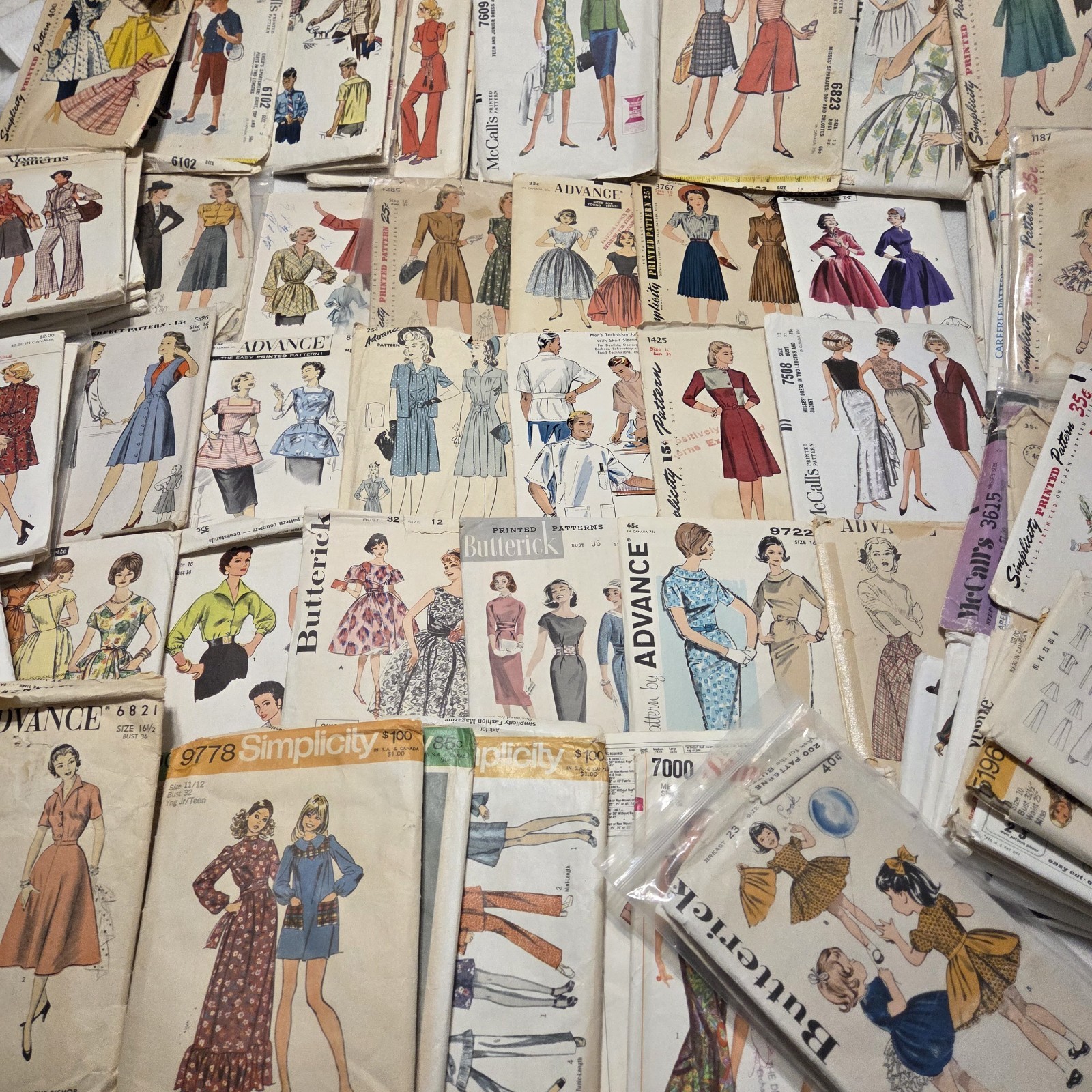 100 Vtg 40's-70's Sewing Pattern Lot Vogue DuBarry Advance Simplicity McCalls