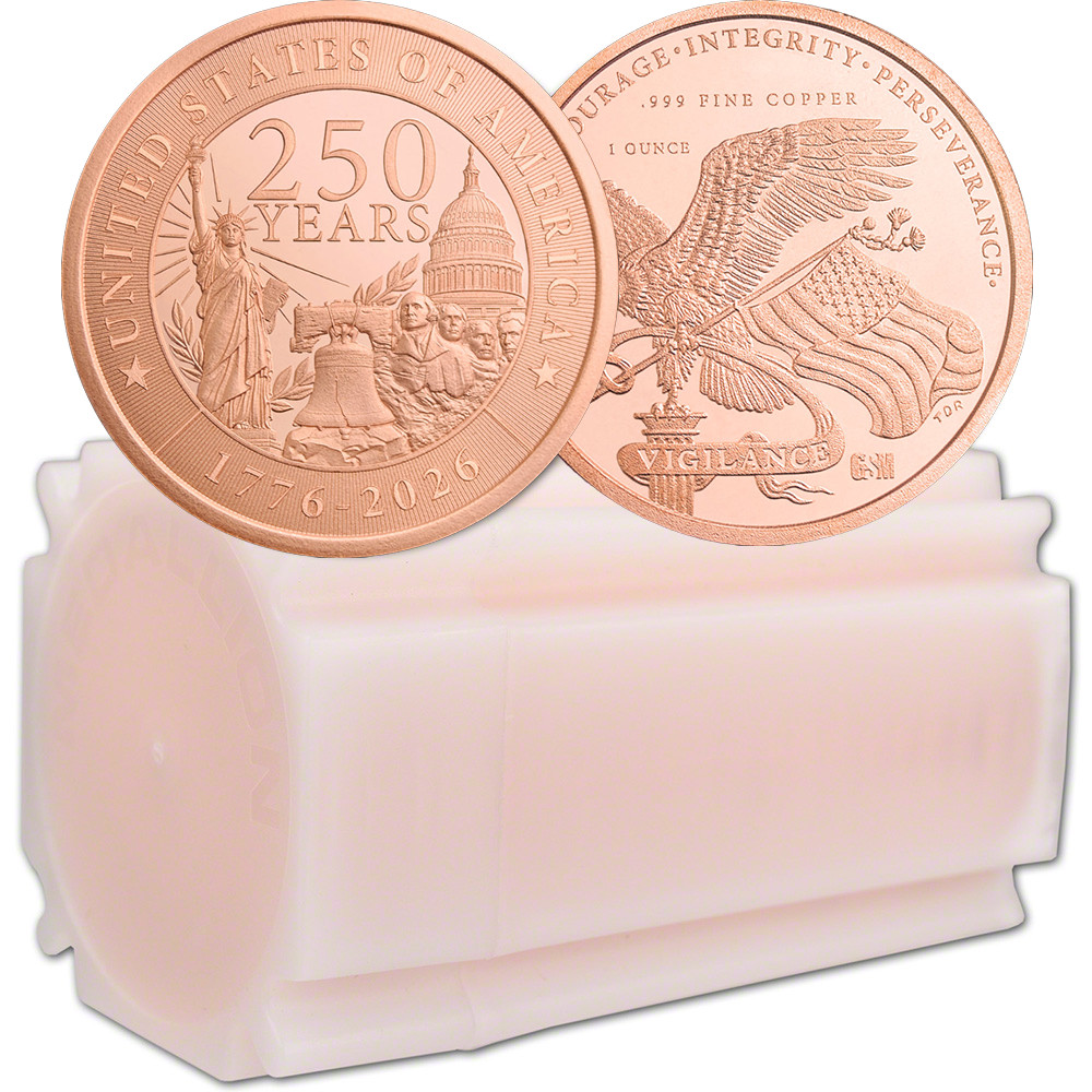 1 oz Golden State Mint Copper Round - USA 250th Anniversary .999 Fine-Tube of 20 1 oz Golden State Mint Copper Round - USA 250th Anniversary .999 Fine-Tube of 20