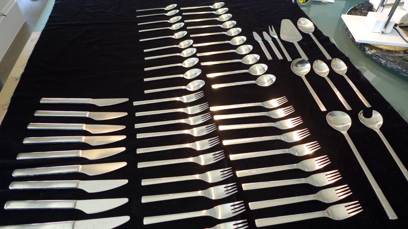 New York Matte by Georg Jensen Stainless Steel 9 Sets 45 pc + 10 Serving pc. New York Matte by Georg Jensen Stainless Steel 9 Sets 45 pc + 10 Serving pc.