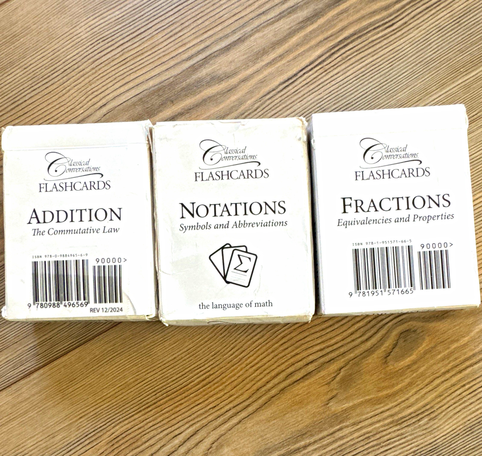 Classical Conversations Math Flashcards: Addition, Notations, Fractions Set