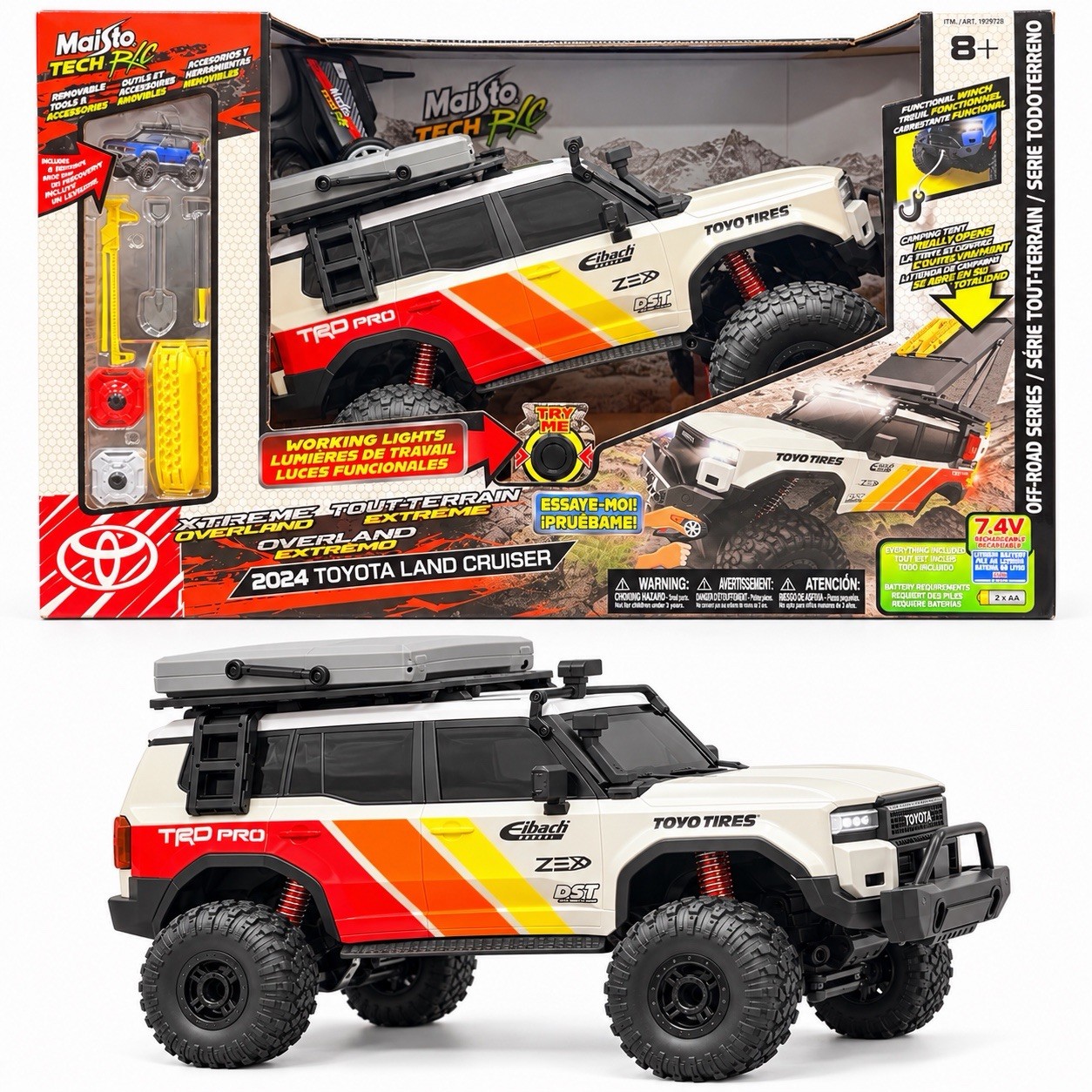 Maisto Tech RC 2024 Toyota Land Cruiser Xtreme Overland White Red Stripes
