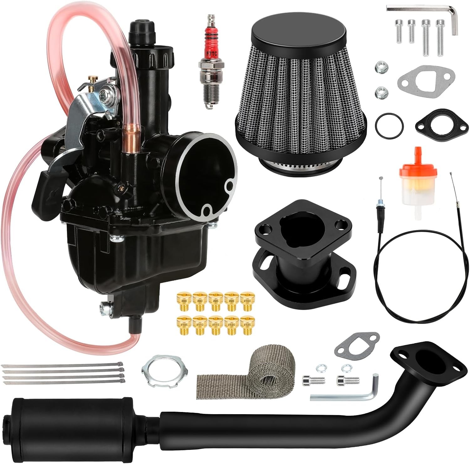 Black VM22 Carburetor Exhaust Pipe Muffler Kit For Predator 212cc CT200U GX160