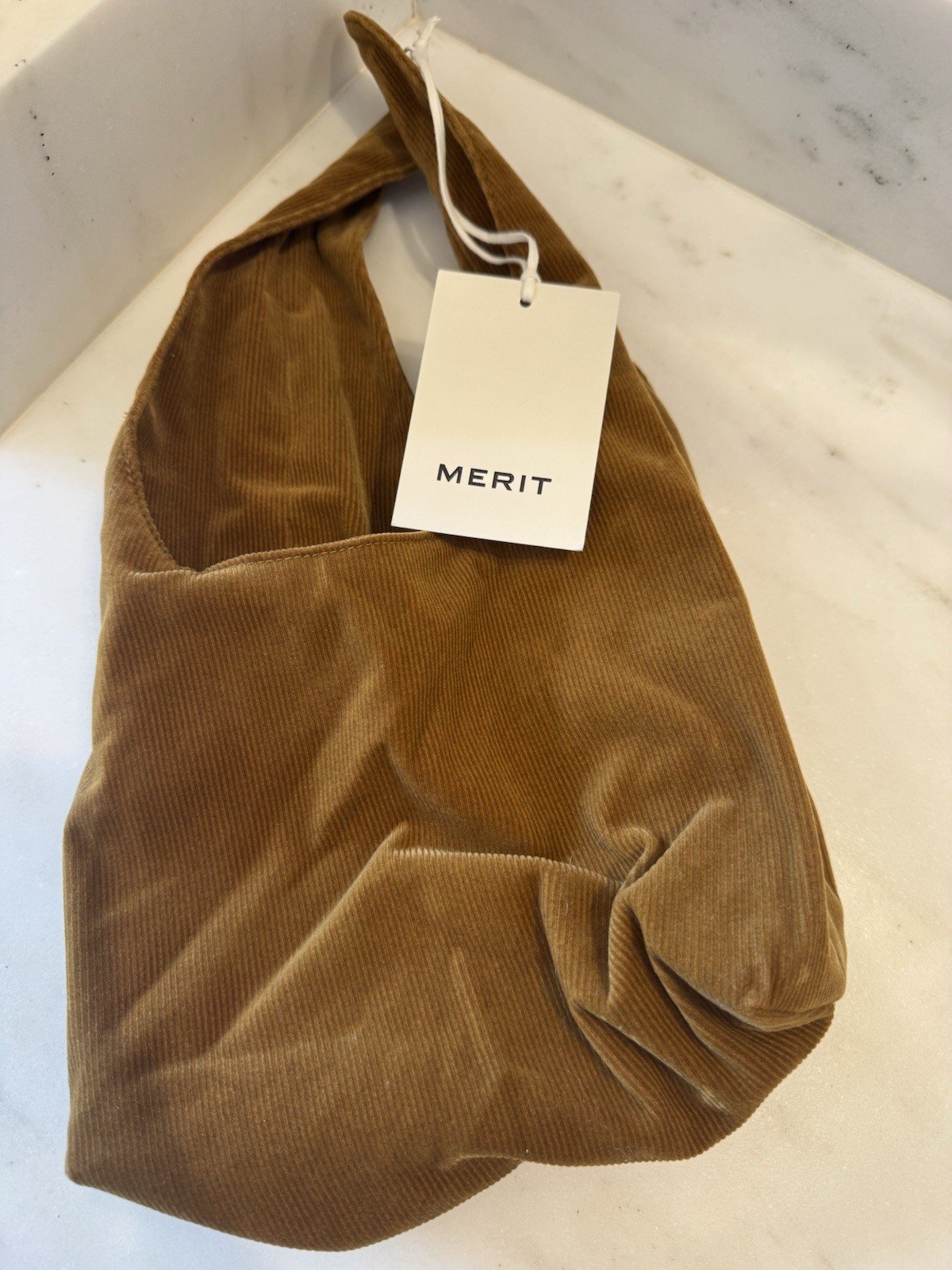 NWT Merit Signature Brown Corduroy Tie Top Washable Pouch Makeup Bag NWT Merit Signature Brown Corduroy Tie Top Washable Pouch Makeup Bag