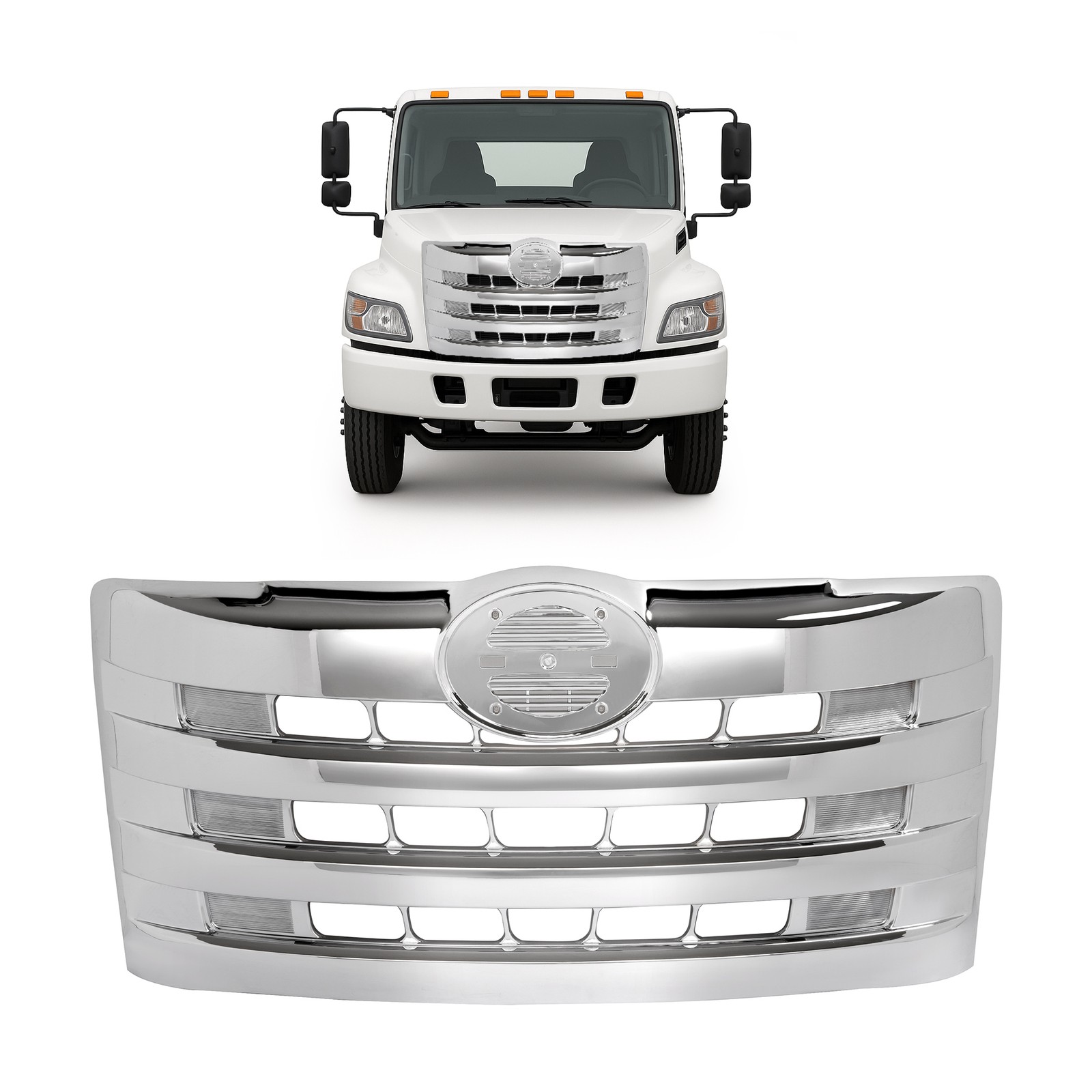 For Hino 238 258 268 338 2011-2018 Chrome Front Upper Grille ABS For 2062665632 For Hino 238 258 268 338 2011-2018 Chrome Front Upper Grille ABS For 2062665632