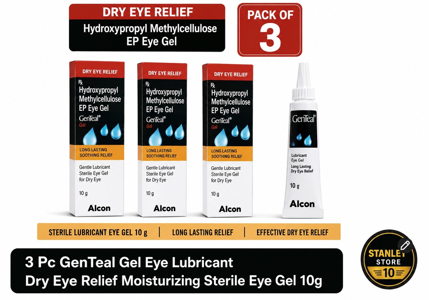 3 Pc GenTeal Gel Eye Lubricant Dry Eye Relief Moisturizing Sterile Eye Gel 10g 3 Pc GenTeal Gel Eye Lubricant Dry Eye Relief Moisturizing Sterile Eye Gel 10g