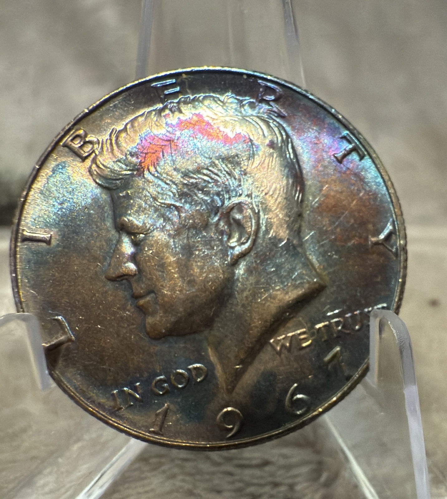 1967 Silver Kennedy Half Dollar Uncirculated Monster Rainbow Toned #2703 1967 Silver Kennedy Half Dollar Uncirculated Monster Rainbow Toned #2703