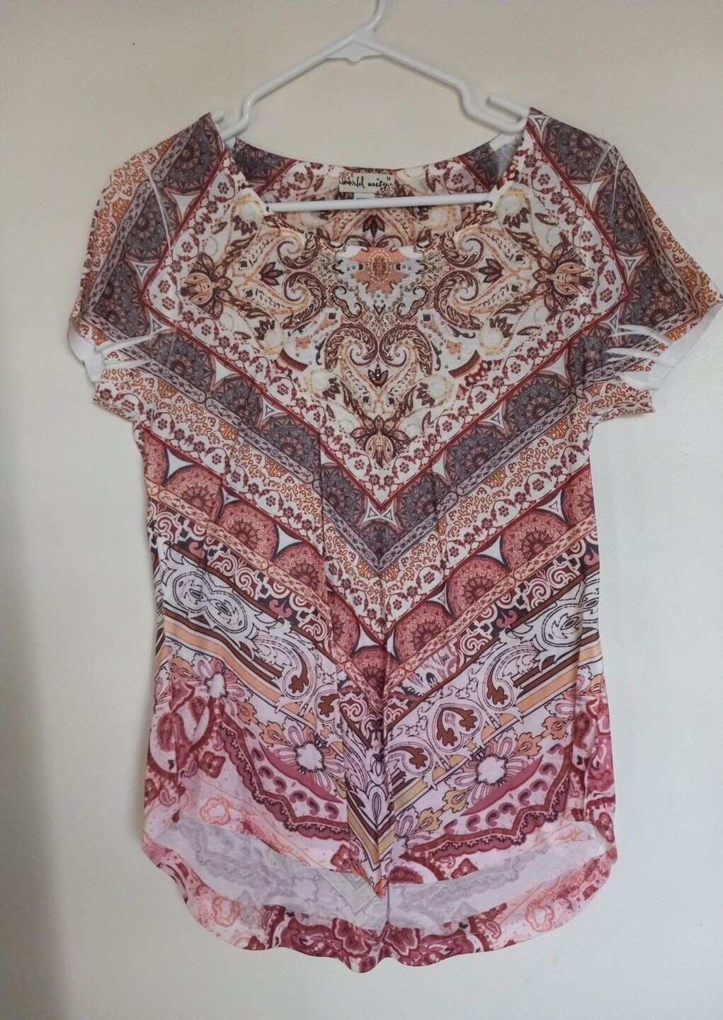 Unity World Wear Woman Embellished Tunic Top Size M