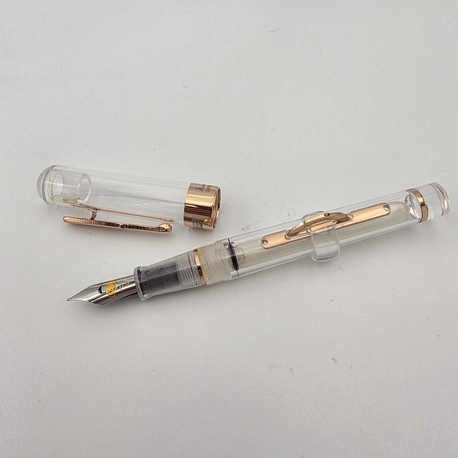 Conklin Limited Edition Mark Twain Demo Rose Gold Crescent Medium Fountain Pen Conklin Limited Edition Mark Twain Demo Rose Gold Crescent Medium Fountain Pen