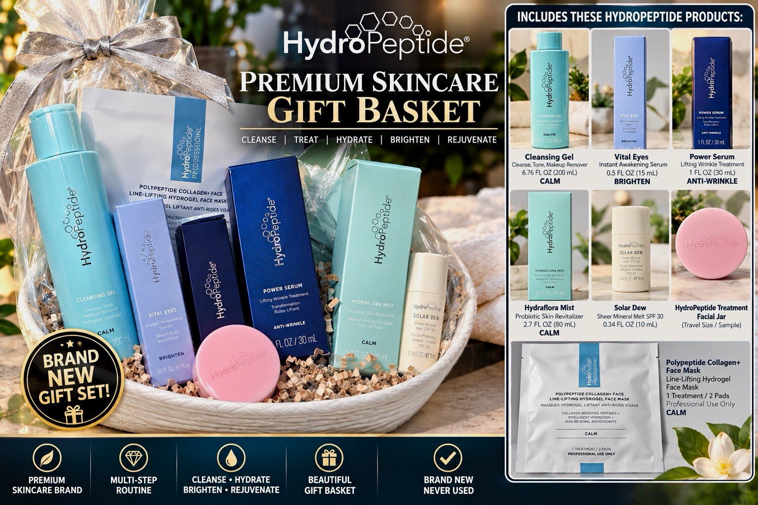 HydroPeptide Skincare Gift Basket Brand New $500+ Retail Value Luxury Set