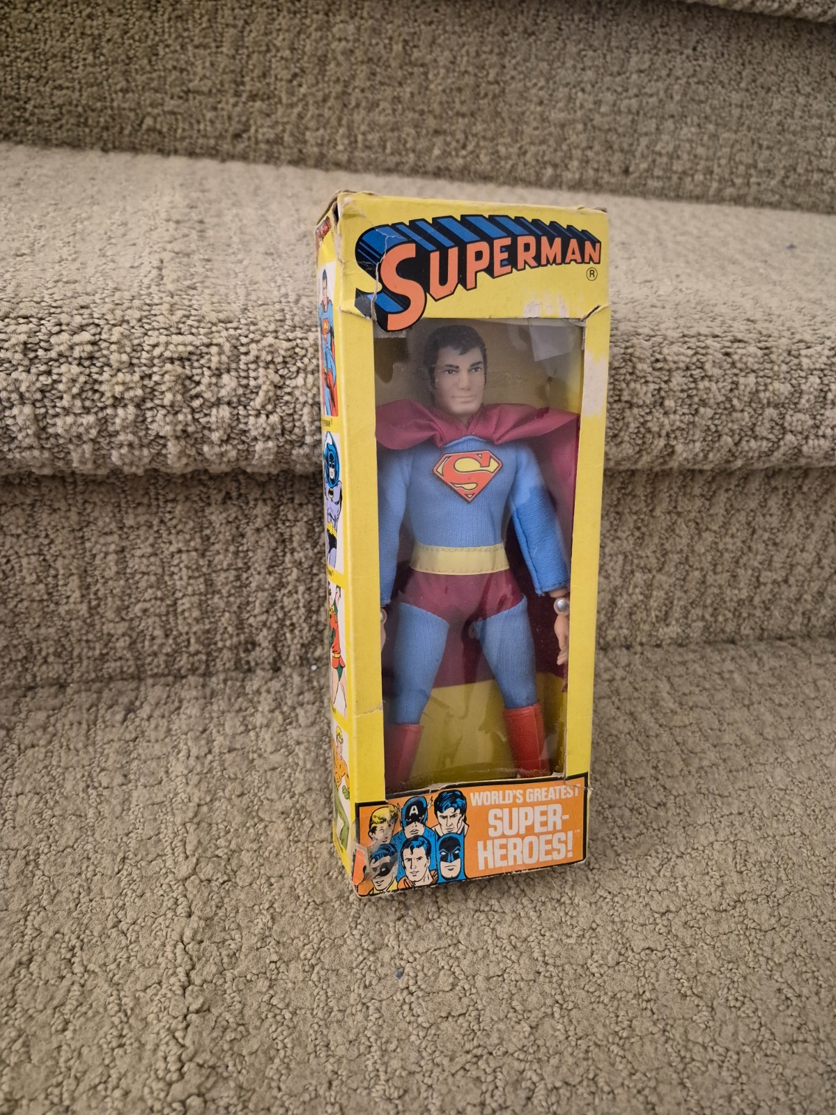 Mego Superman, Vintage 1972 Rare Early 4 Panel Box Mego Superman Figure Is Mint Mego Superman, Vintage 1972 Rare Early 4 Panel Box Mego Superman Figure Is Mint