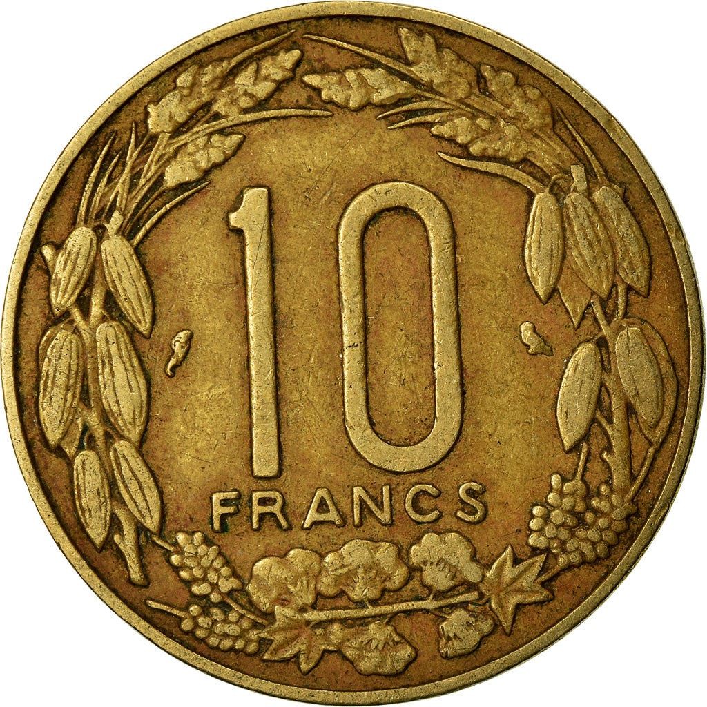 Central African States | 10 Francs CFA | Antelope | Crops | Km:2A | 1965 - 1972