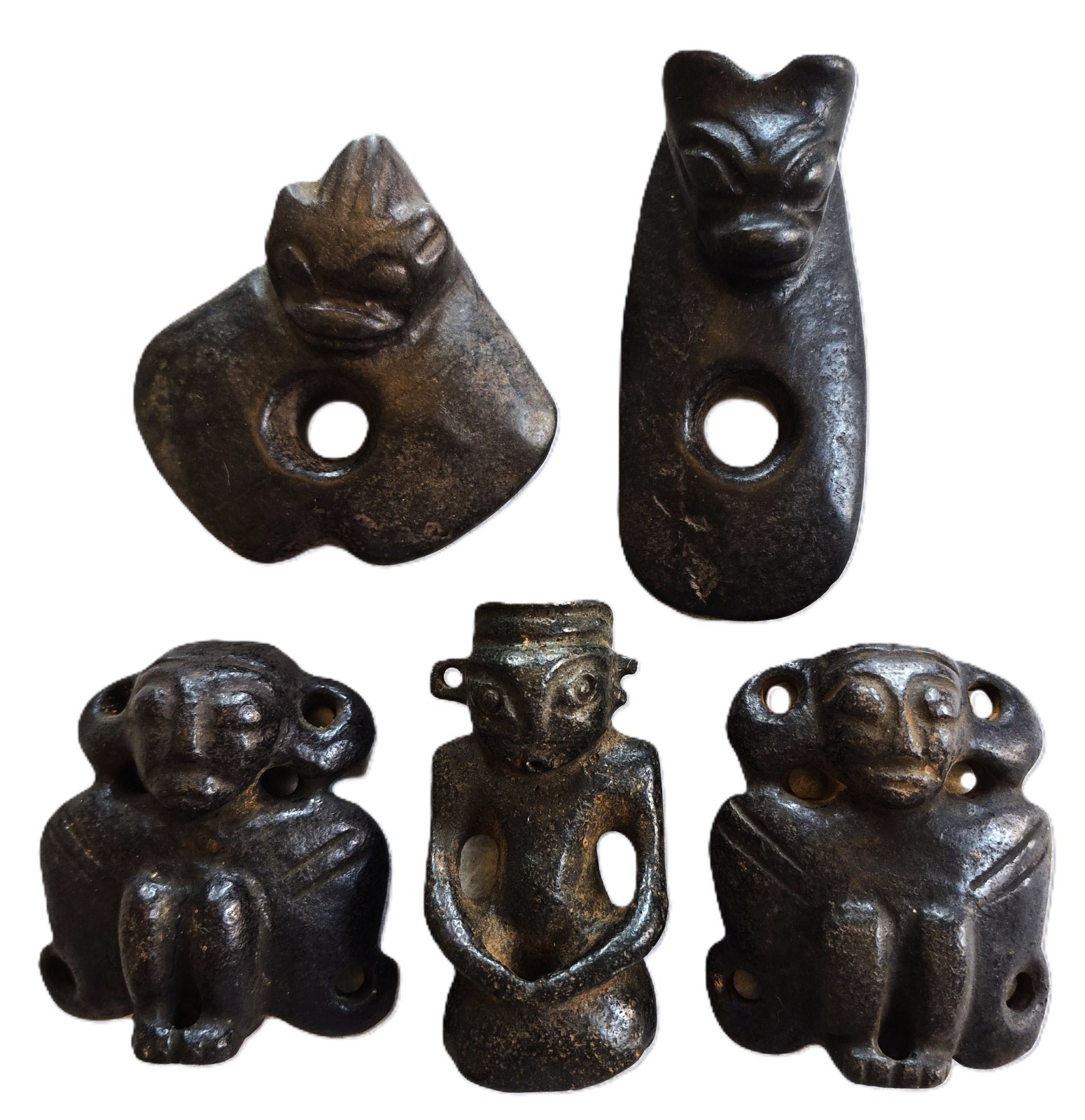 Collection of Five Chinese Hongshan Culture Magnet Jade Carved statues Collection of Five Chinese Hongshan Culture Magnet Jade Carved statues