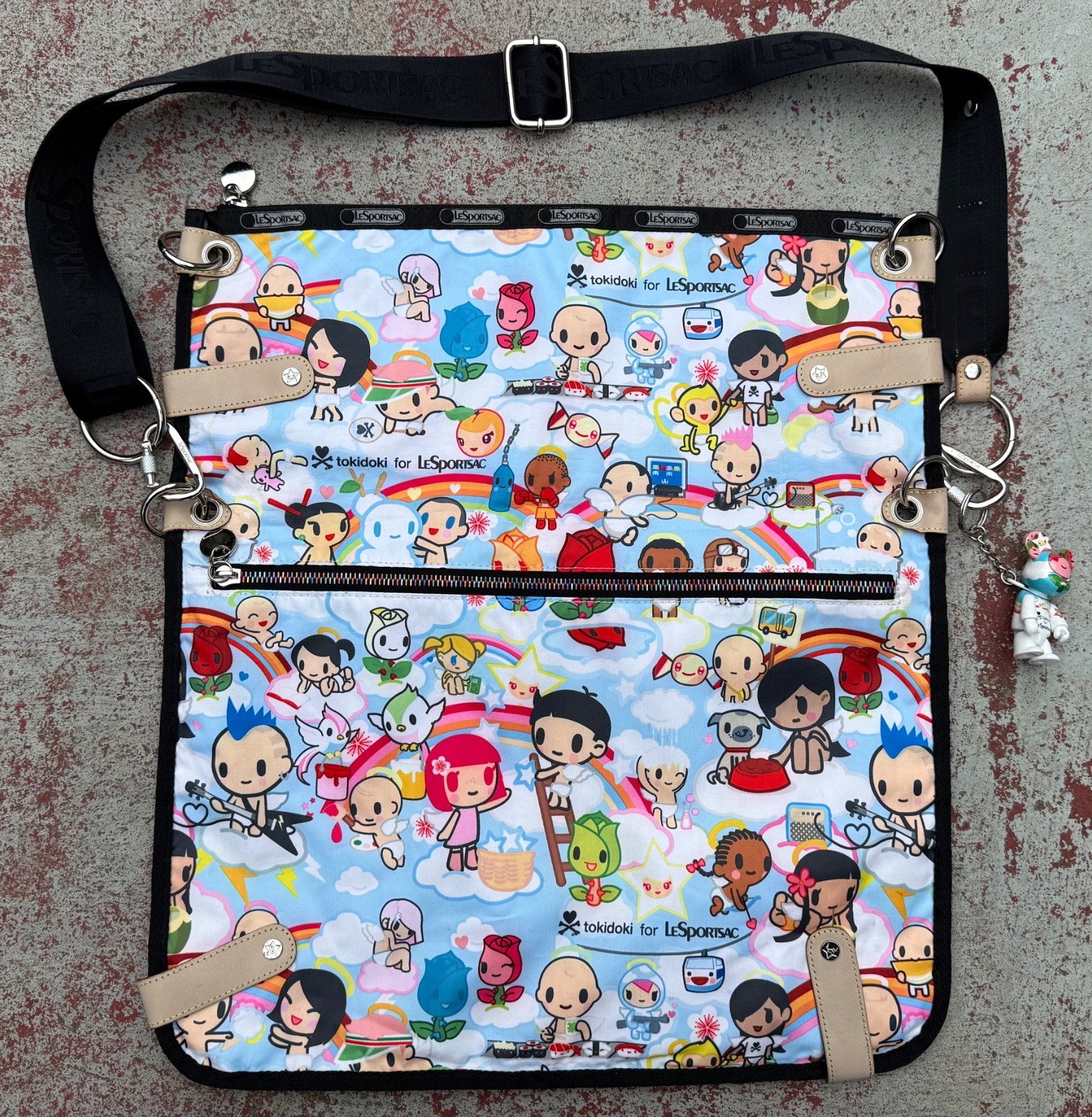 LESPORTSAC X TOKIDOKI PARADISO CAMPEGGIO MESSENGER TOTE SHOULDER BAG PURSE VTG LESPORTSAC X TOKIDOKI PARADISO CAMPEGGIO MESSENGER TOTE SHOULDER BAG PURSE VTG
