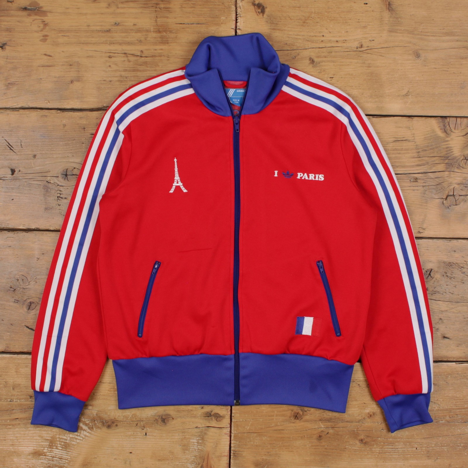 Adidas Paris Track Jacket L Mens 00s Red Full Zip Eiffel Tower Trefoil Athletic Adidas Paris Track Jacket L Mens 00s Red Full Zip Eiffel Tower Trefoil Athletic