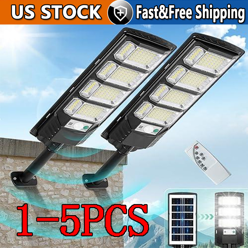 1-5PCS 12000LM Solar Street Lights Outdoor with Motion Sensor, Remote Control