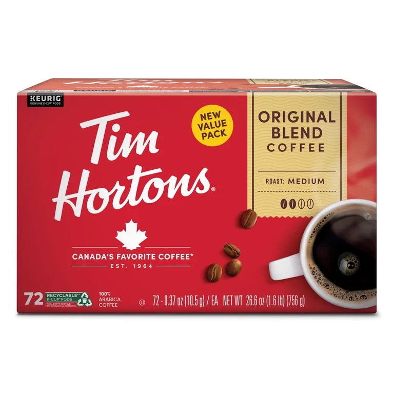 Tim Hortons Original Blend Medium Roast Coffee K-Cup Pods 72ct Keurig Tim Hortons Original Blend Medium Roast Coffee K-Cup Pods 72ct Keurig